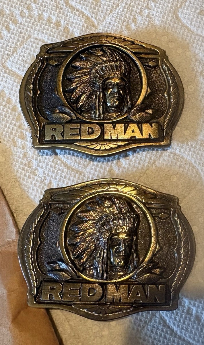 tobacco belt buckles Lot Of 2 Vintage Red Man Tobacco Belt Buckles