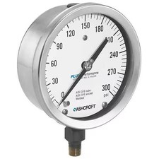 Ashcroft 1009S Industrial Pressure Gauge, 0 To 160 Psi, 4 1/2 In Dial, 1/4 In
