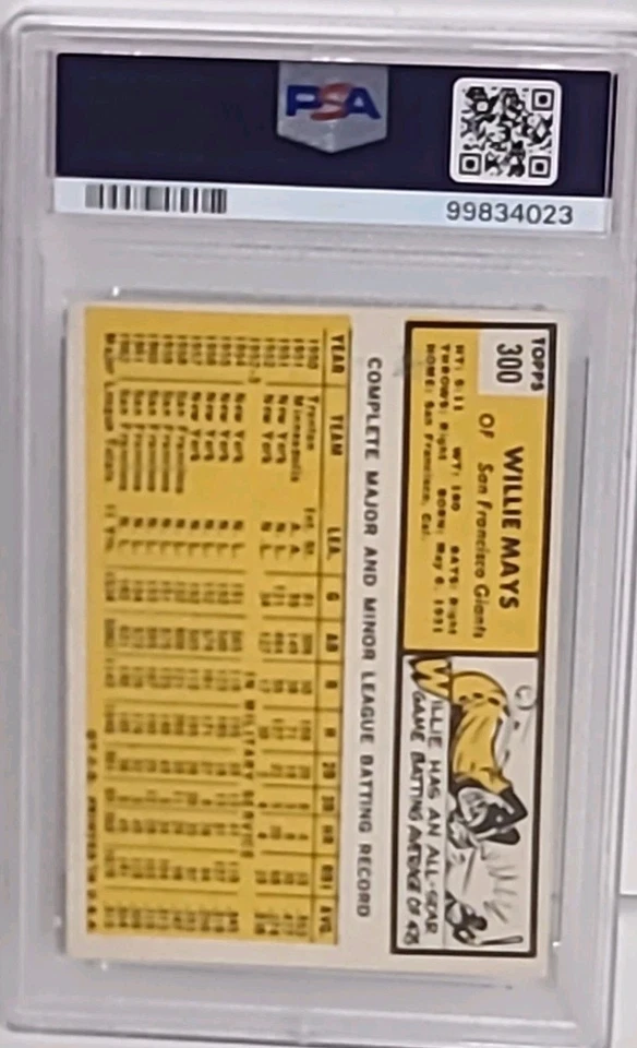 1963 TOPPS #300 WILLIE MAYS Classificação PSA Autêntico HOF Bons Cantos sem vincos - Imagem 2 de 4