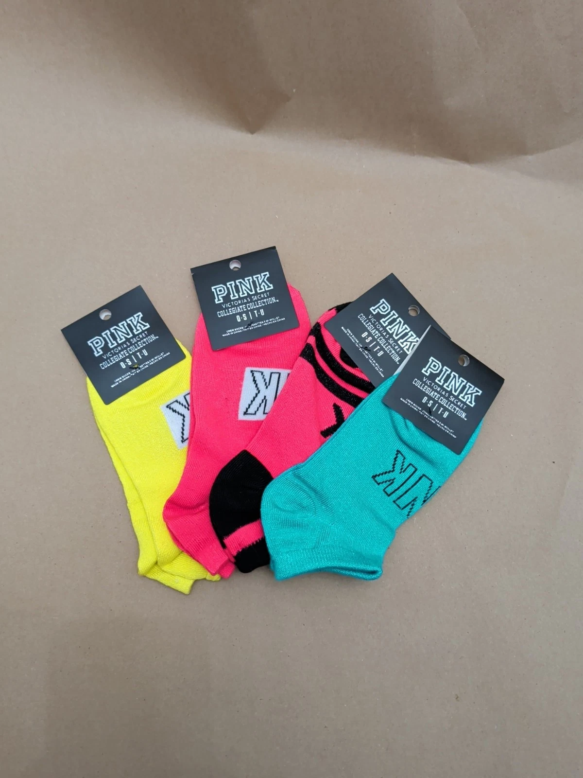 New Victoria's Secret PINK Low Socks 4 Pairs red pink and purple