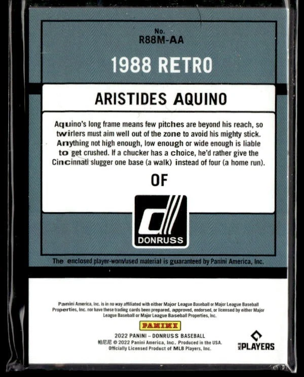L19,643 - 2022 Donruss Retro '88 Materials Red #57 Aristides Aquino /99 Jersey - Image 2 of 2