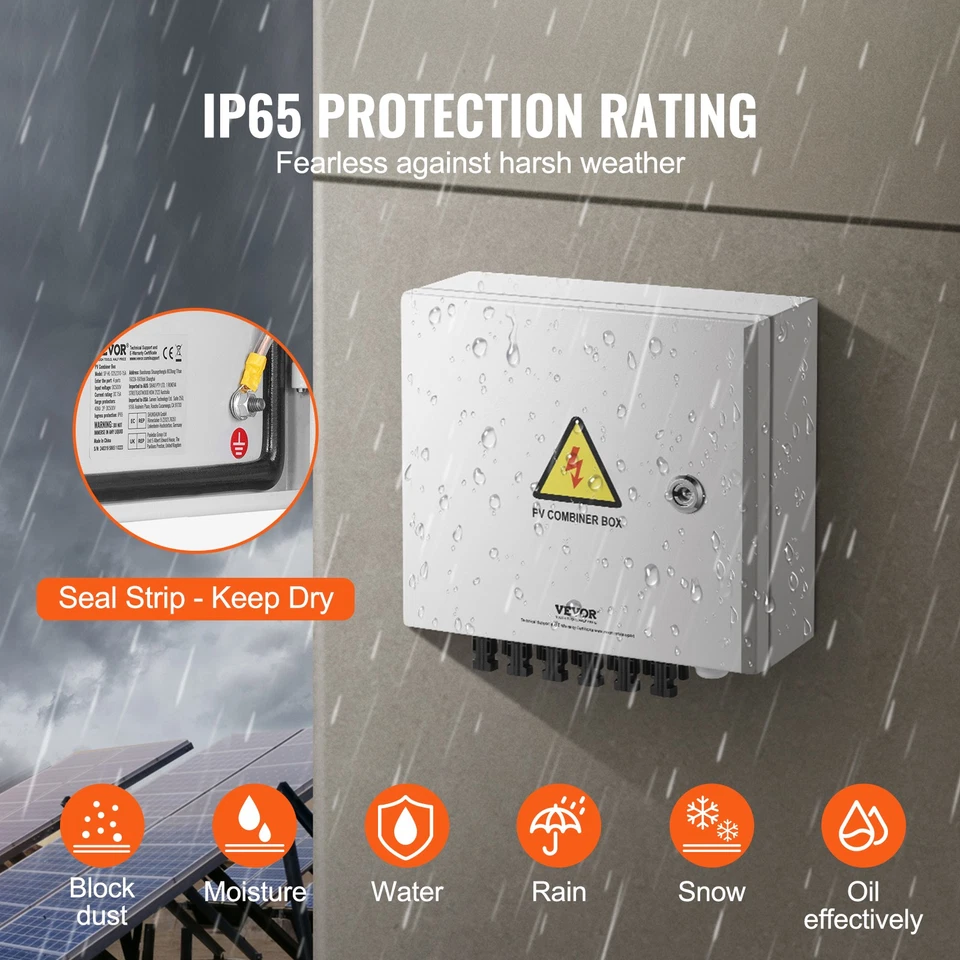 Caja combinadora solar fotovoltaica 6 cuerdas 15A para sistema de paneles solares caja de acero IP65 Foto 4 de 4