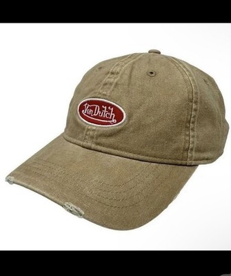 Von Dutch Strapback Hat Beige Distressed Unstructured Dad Cap Authentic