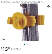 Snug T-Post Insulators 25 Pack, No. SNUG-STP-25 Electric Fence