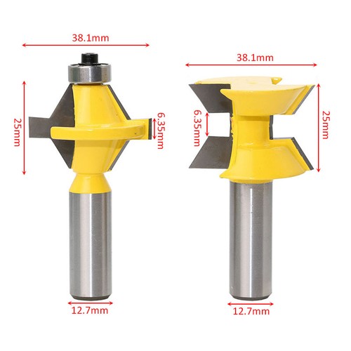 2 Bit Tongue and Groove Edge Banding Router Bit Set - 1/2" Shank - Picture 2 of 3