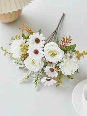 Künstliche Blumenstrauß, Rosen, Gänseblümchen, Löwenzahn für Deko