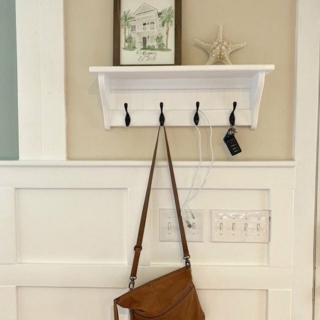 Key Rack with Wood Wall Shelf Wall Hanging Entryway Key Holder