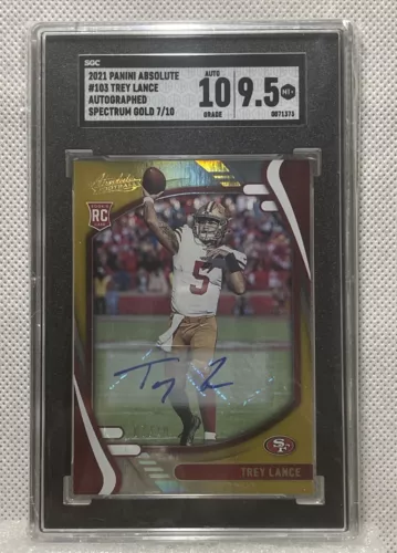 2021 Panini Absolute Trey Lance Spectrum Gold Auto RC #103 /10 SGC 9.5
