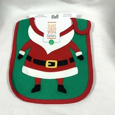 NWT HOLIDAY CHRISTMAS CARTER'S JUST ONE YOU SANTA SUIT TEETHING BIB COTTON 