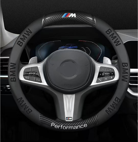 15" PU Leather+Carbon fiber Steering Wheel Cover For 1916-2025 BMW All Cars - Picture 7 of 12