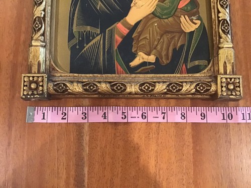 ICONO RARO 1938 J S PALUCH S MARIA DE PERPETUO SUCCURSU MADERA TALLADA MARCO DORADO - Imagen 3 de 12