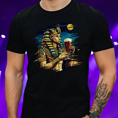 Mens Pharaoh Beer Print Cotton T-Shirt Size XS to 5XL