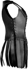 Black Leather LARP Armor Warrior Costume Lace-Up Corset renaissance medieval.