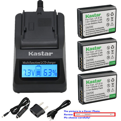 Kastar Battery LCD Fast Charger for Canon LP-E10 LC-E10 & Canon EOS 1300D Camera