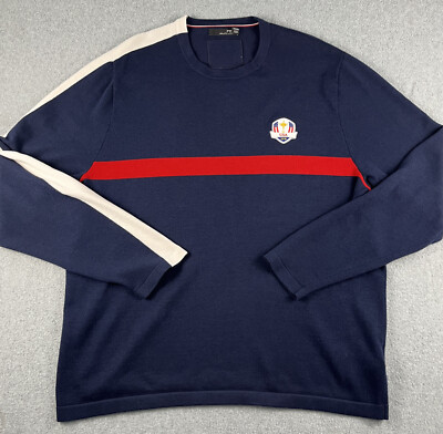 Ralph Lauren Polo Sweater Men's XXL Navy Striped Team USA Olympics 2018 Soft