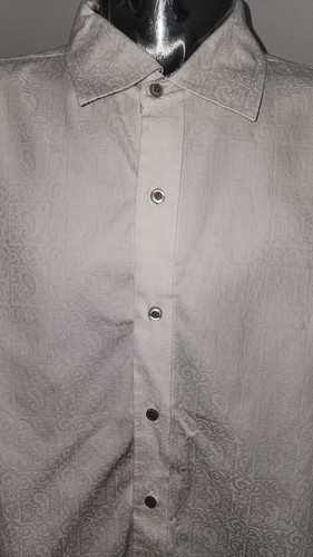 Robert Graham White Patterned Long Sleeve Embroidered Dress Shirt Flip Cuff 3XL - Picture 2 of 11