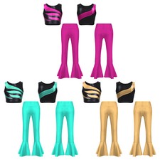 Kids Girls Gymnastics Rhinestone Hip Hop Dance Shiny Jazz Sleeveless Clubwear