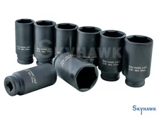 8 PC 1/2" Dr  FRONT & BACK WHEEL DR 6 Point Deep Spindle Axle Nut Socket Set 