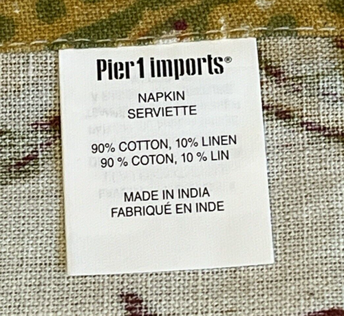 Pier 1 Imports Paisley Print Beige/Orange/Green Dinner Napkins - 6 Napkins - Picture 2 of 3