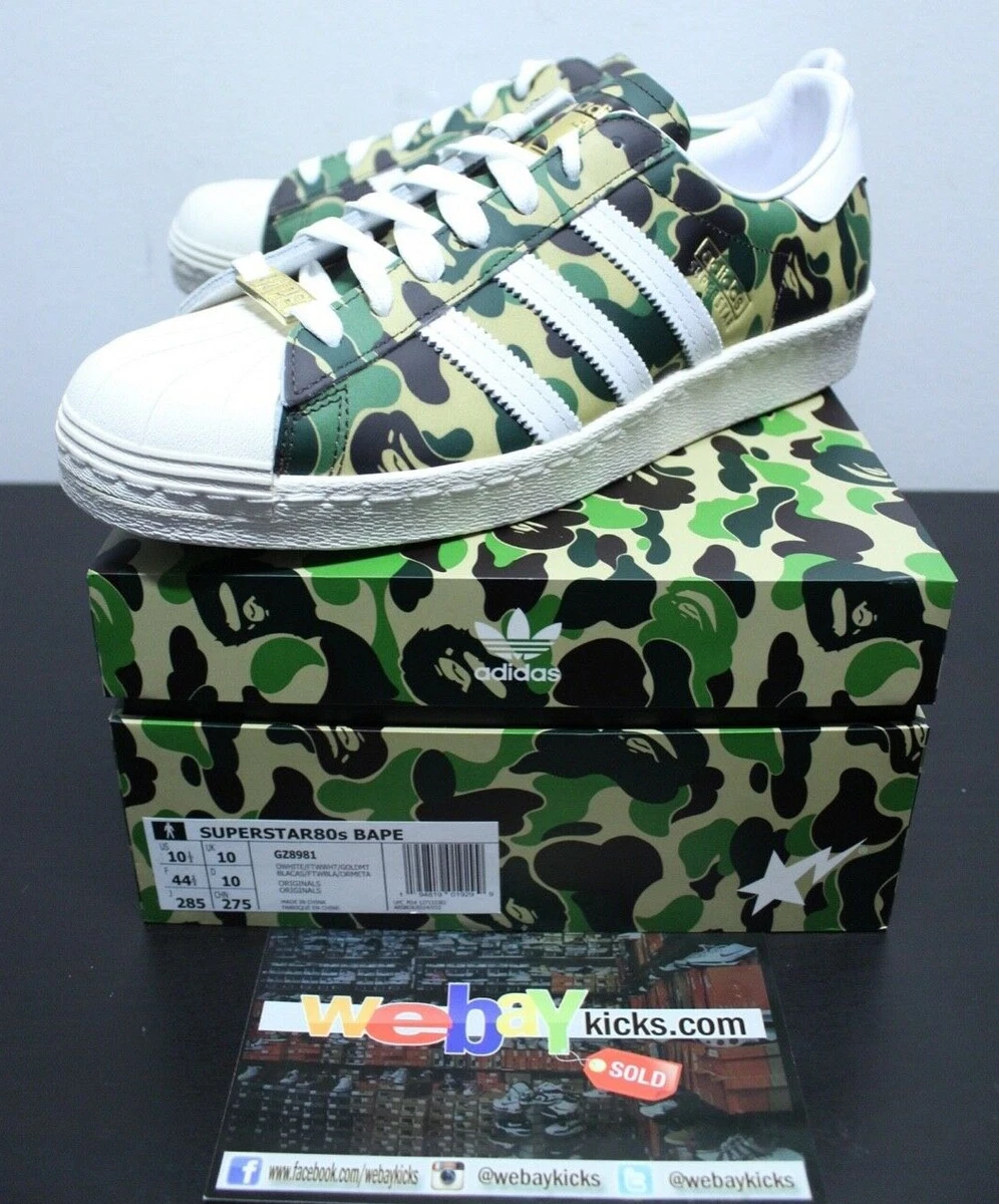 Adidas Bape Originals Superstar 80s Green Camo Sneakers