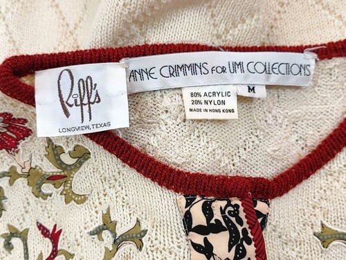 UMI COLLECTIONS by ANNE CRIMMINS Cardigan Bluse Gr. M Pullover Vintage creme geblümt - Bild 2 von 15