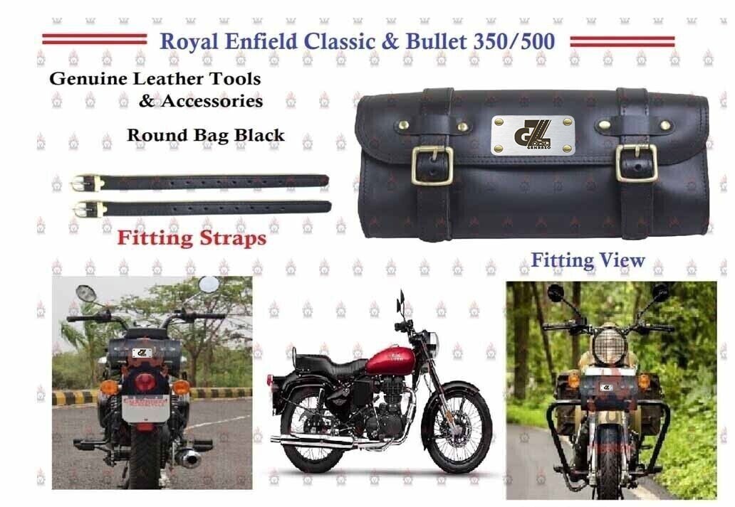Leather Tools Accessories Round Bag Fit For Royal Enfield
