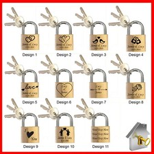 Personalised Love Lock Engraved Padlock 40mm Anniversary Gifts Valentines Gift