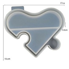 Silicone Puzzle Heart Jewelry Storage Tray Resin Casting Mold Box Epoxy Mould