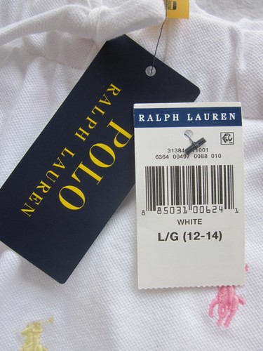 POLO RALPH LAUREN Girls Shorts Size L / G (12 - 14) White w/ Polo Ponies NEW TAG - Picture 4 of 7