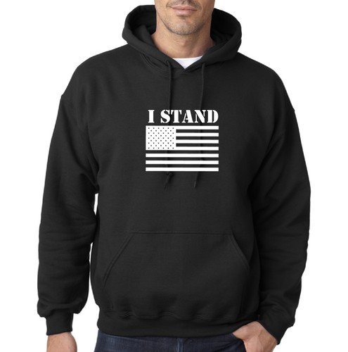 I STAND HOODED SWEATSHIRT HOODIE AMERICA FIRST USA DEPLORABLE TRUMP NFL KAPERNIC - 第 1/4 張圖片