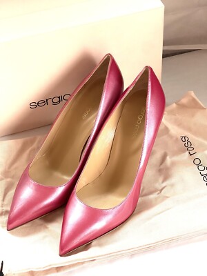 $775 Sergio Rossi Vernice New Secret075 Pink Metallic Leather