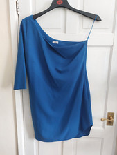 F&F Blue Lined One Arm Sleeve Dress Limited Edition Uk 18 Smart Wedding Party
