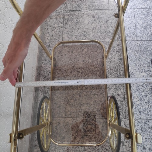 Servierwagen Mid Century Teewagen Vintage Goldfarben Barwagen Rauchglas Retro - Bild 14 von 18