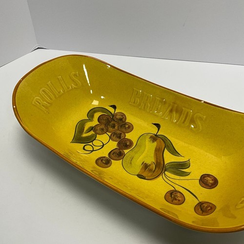 Vintage Amber Glass Bread Rolls Buns Serving Platter Mid Century Kitchen Decor - Picture 3 of 7