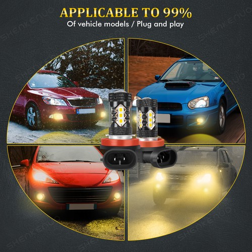 2x 3000K Amber H11 LED Fog Light Bulbs Kit For Toyota Tacoma 2016 2017 2018 2019 - Picture 5 of 17