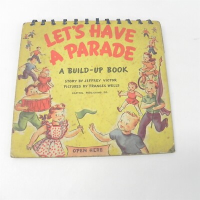 VINTAGE 1945 LETS HAVE A PARADE BUILD A BOOK BY JEFFREY VICTOR CHILDRENS POP UP