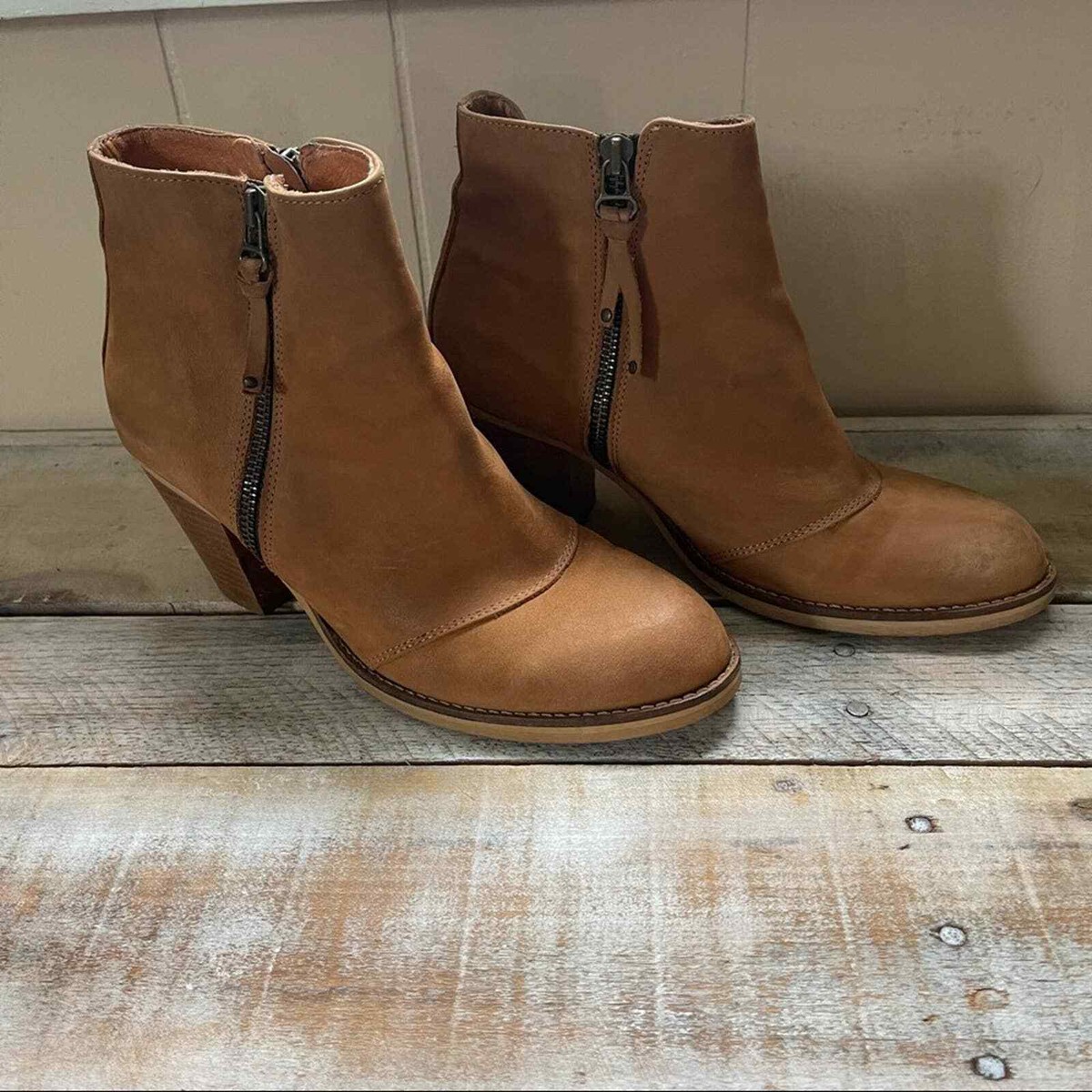 Topshop Brown Soft Leather Ankle Boots Booties