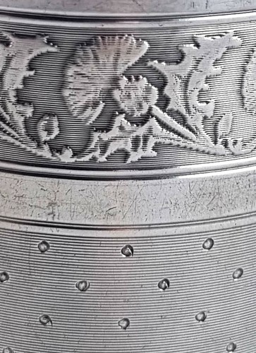Tauf Becher 950er Silber guillochiert Wein Pokal Frankreich Blumen floral (22) - Bild 3 von 10