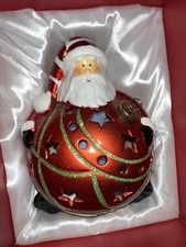 Home Reflections Ceramic SANTA  With Color Changing Lighted Stars Gift Box