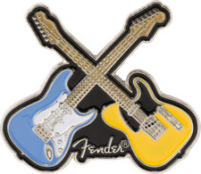 912-2421-102 Fender Crossed Guitars Enamel Lapel Pin Multi-Color Strat/Tele 