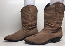 VTG WOMENS DINGO TOE RAND COWBOY LEATHER LIGHT BROWN BOOTS SIZE 8 M
