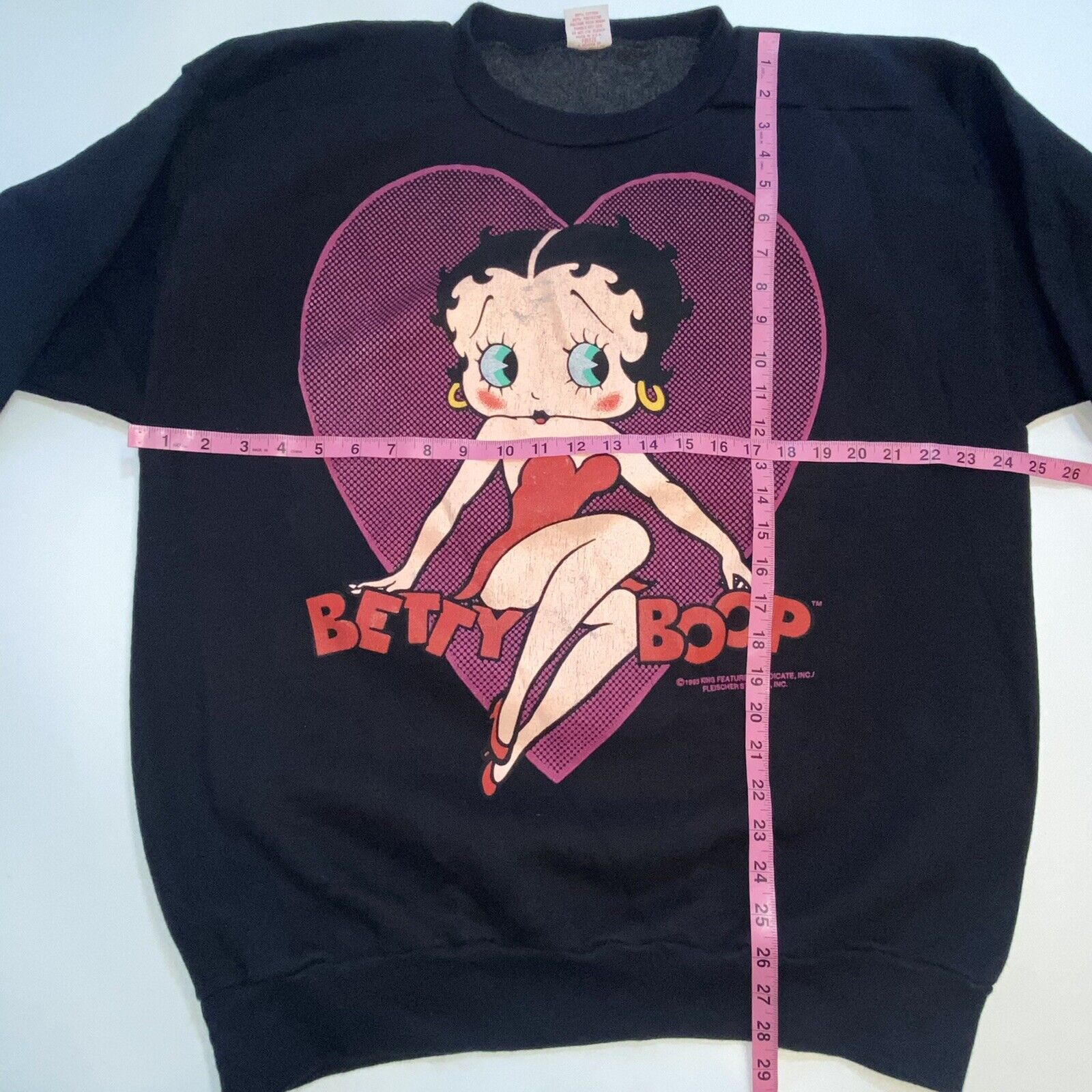 Vintage 90s Betty Boop Black Sweatshirt Heart XL … - image 4