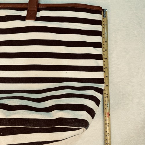 Beuteltasche 22 Zoll schwarz weiß Streifen Strand Canvas gefüttert Reißverschluss - Bild 4 von 12