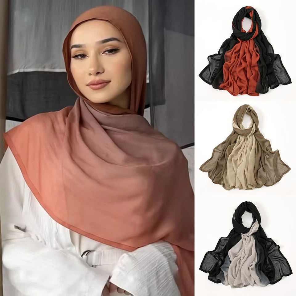 Mujeres Premium Talla Grande Jersey Hiyab Bufanda Chal Envoltura Islam Musulmán Hijabs180X85c↔ Foto 2 de 4