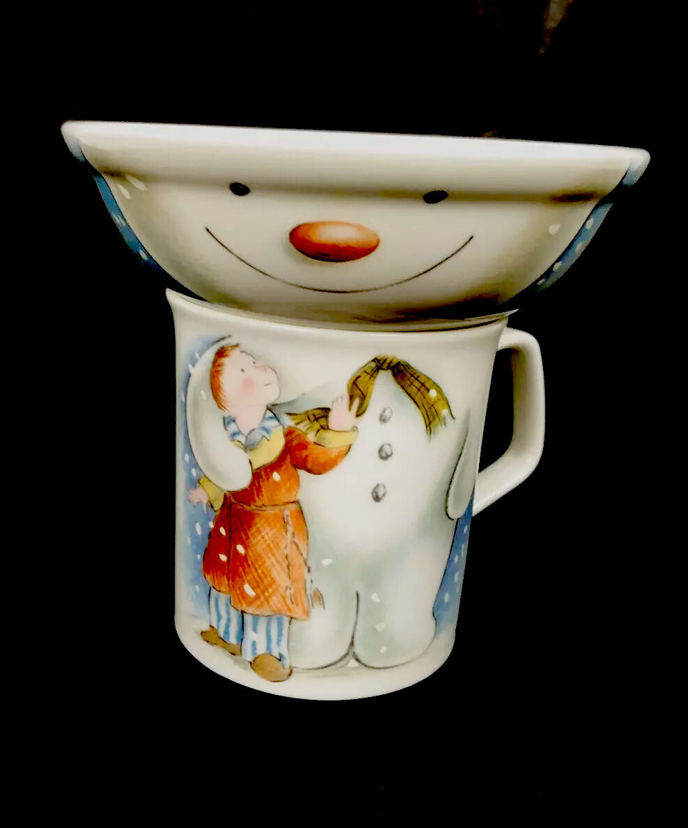 ROYAL DOULTON Vintage The Snowman Bone China Mug and Bowl 2 Piece Set