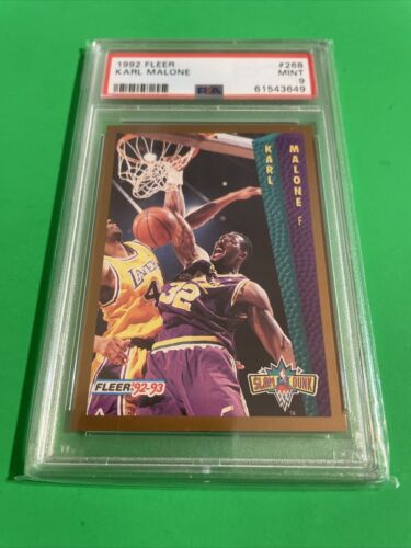 1992-93 Fleer Slam Dunk #268 Karl Malone PSA 9!! Utah Jazz NBA/ POP 7!!