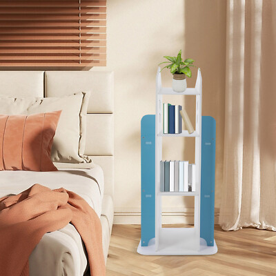 360° Rotating Blue Bookshelf 4-Levels Of Children's Bookshelves Reading Corner！~