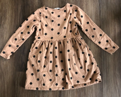 H&M Disney Girls Long Sleeve Minnie Mouse Polka Dot Dress Size 6x/7 (A6)