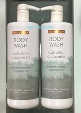 2-pk~ TRANQUIL SPA  Aloe Vera Cucumber BODY WASH Gel w/ REPLENISHING AVOCADO OIL