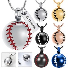 Stainless Steel Baseball Urn Pendant Cremation Jewelry for Ashes Memory Necklace